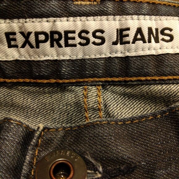 Express jeans mens 36x32 blue denim Rocco slim fit skinny jeans cotton dark wash - Picture 7 of 10